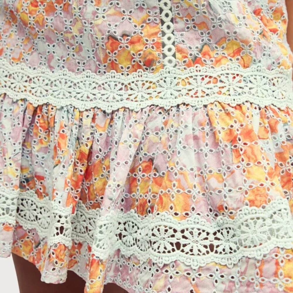 NWT Sam Edelman  Courtney Mini Skirt COLOR:  Pastel Blue Rose